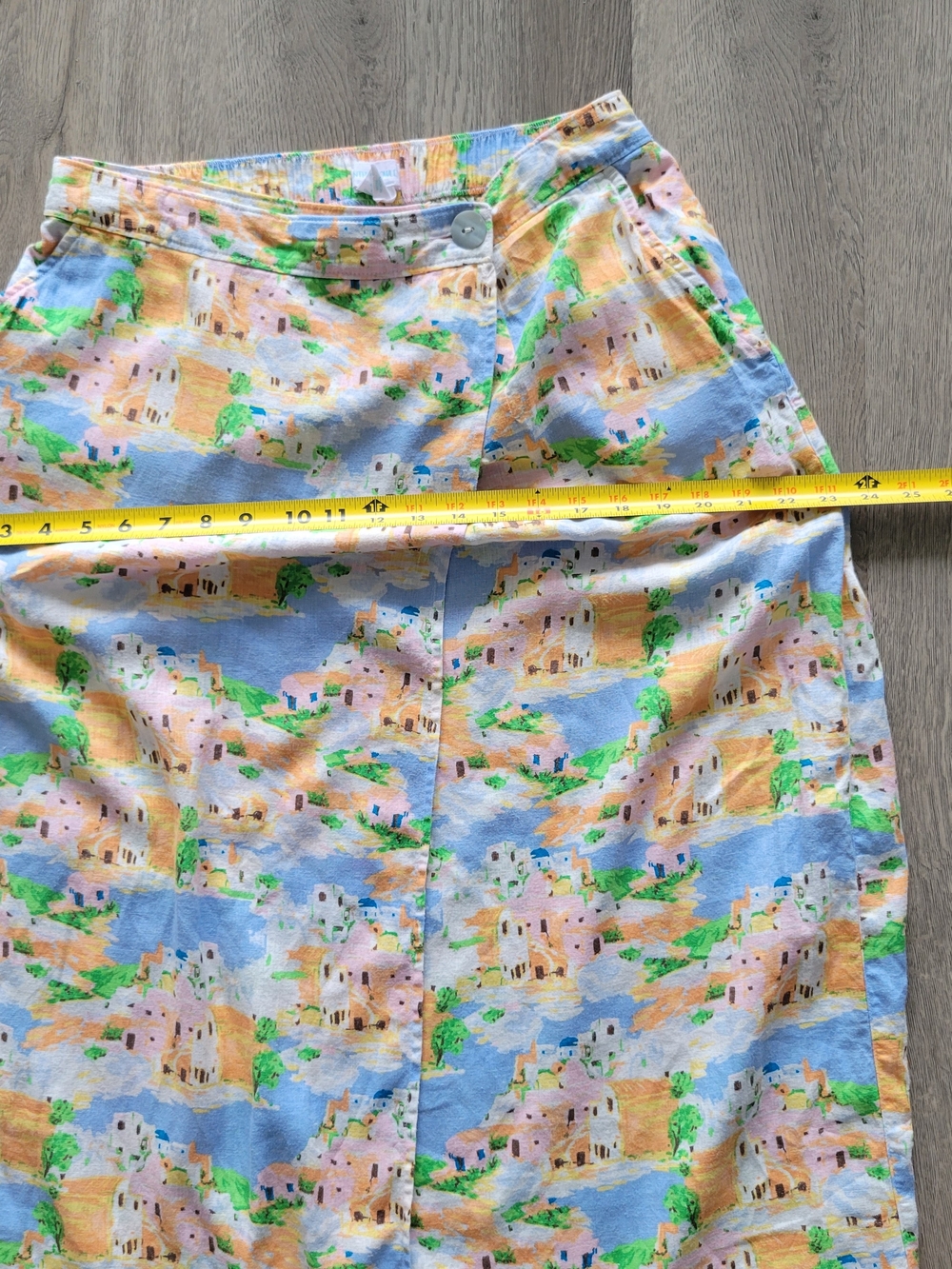 Cynthia Rowley Linen Blend Pastel Novelty Coastal Print Pockets Maxi Skirt Large - Picture 12 of 13